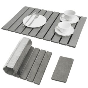 Large Stone Dish Drying Mat for Kitchen Counter, 2PCS Quick Dry Stone Dishes Mats